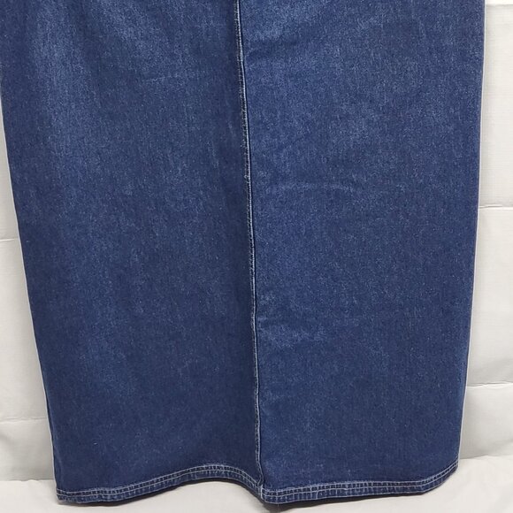 Vintage JL NY Womens Denim Midi Dress XL Sleeveless Zip Up Floral Embroidered - Picture 8 of 16